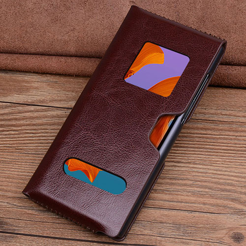 Leather Case Flip Cover T05 Holder for Huawei Mate Xs 5G Brown