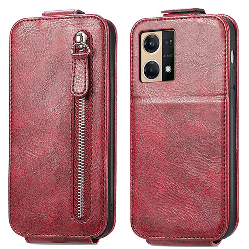 Leather Case Flip Cover Vertical for Oppo Reno7 4G Red