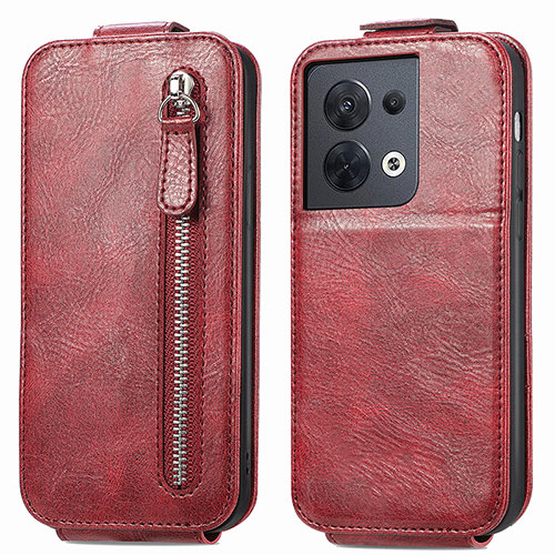 Leather Case Flip Cover Vertical for Oppo Reno8 5G Red