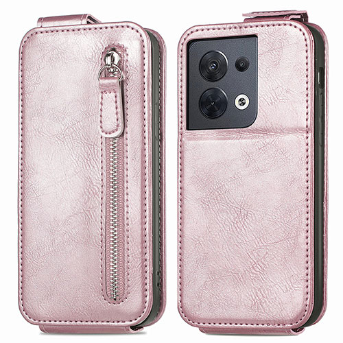 Leather Case Flip Cover Vertical for Oppo Reno8 5G Rose Gold