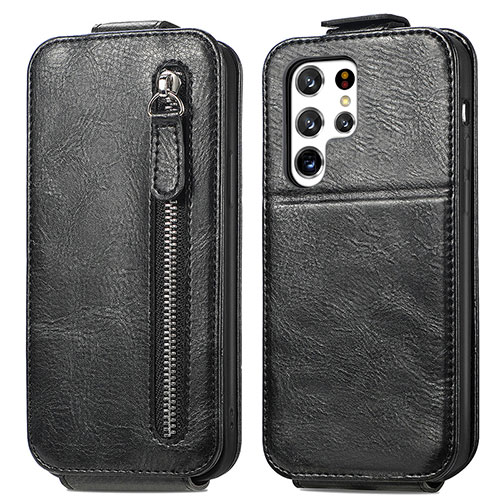 Leather Case Flip Cover Vertical for Samsung Galaxy S21 Ultra 5G Black