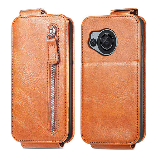 Leather Case Flip Cover Vertical for Sharp Aquos R8 Brown