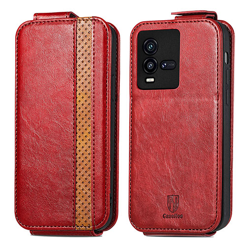 Leather Case Flip Cover Vertical for Vivo iQOO 10 5G Red