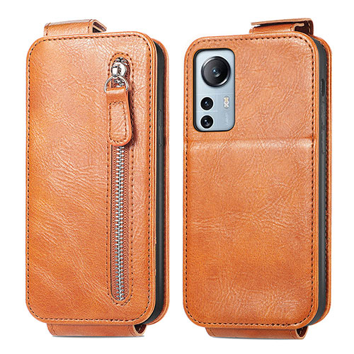 Leather Case Flip Cover Vertical for Xiaomi Mi 12 Pro 5G Brown
