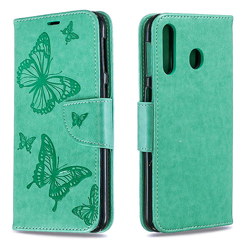 Leather Case Stands Butterfly Flip Cover Holder B01F for Samsung Galaxy A40s Green