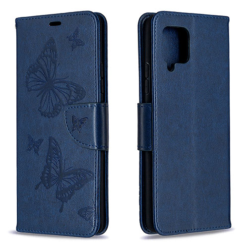 Leather Case Stands Butterfly Flip Cover Holder B01F for Samsung Galaxy A42 5G Blue