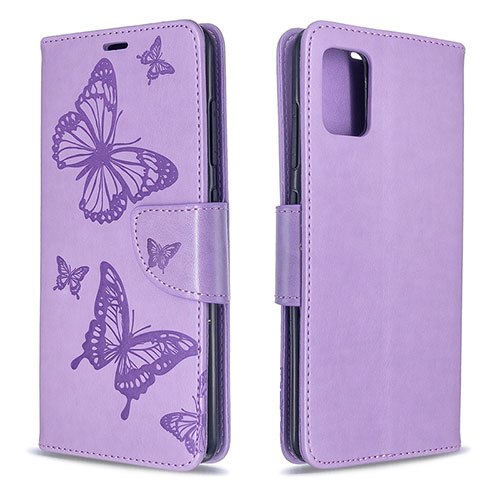 Leather Case Stands Butterfly Flip Cover Holder B01F for Samsung Galaxy A51 4G Clove Purple