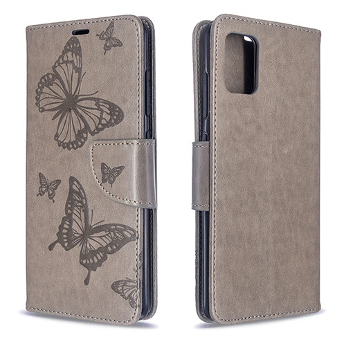 Leather Case Stands Butterfly Flip Cover Holder B01F for Samsung Galaxy A51 4G Gray