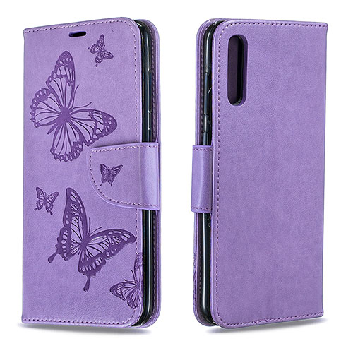 Leather Case Stands Butterfly Flip Cover Holder B01F for Samsung Galaxy A70 Clove Purple