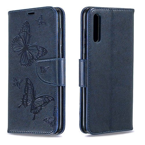 Leather Case Stands Butterfly Flip Cover Holder B01F for Samsung Galaxy A70S Blue