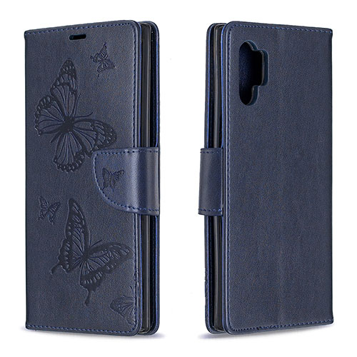 Leather Case Stands Butterfly Flip Cover Holder B01F for Samsung Galaxy Note 10 Plus 5G Blue
