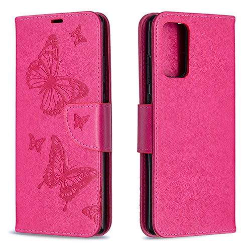 Leather Case Stands Butterfly Flip Cover Holder B01F for Samsung Galaxy Note 20 5G Hot Pink
