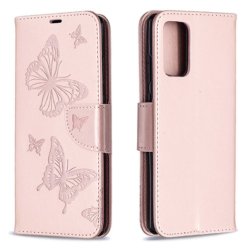 Leather Case Stands Butterfly Flip Cover Holder B01F for Samsung Galaxy Note 20 5G Rose Gold