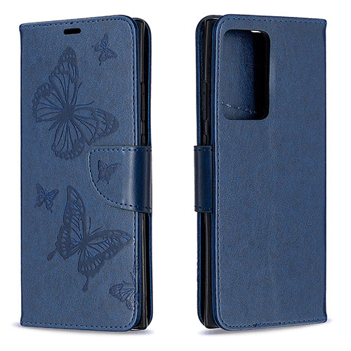 Leather Case Stands Butterfly Flip Cover Holder B01F for Samsung Galaxy Note 20 Ultra 5G Blue