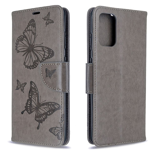 Leather Case Stands Butterfly Flip Cover Holder B01F for Samsung Galaxy S20 5G Gray