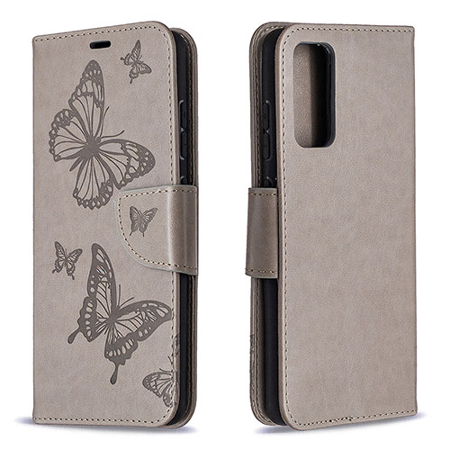 Leather Case Stands Butterfly Flip Cover Holder B01F for Samsung Galaxy S20 Lite 5G Gray