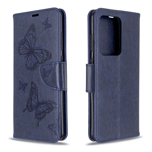 Leather Case Stands Butterfly Flip Cover Holder B01F for Samsung Galaxy S20 Plus 5G Blue