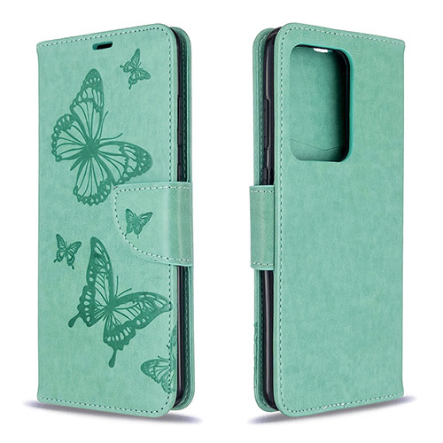 Leather Case Stands Butterfly Flip Cover Holder B01F for Samsung Galaxy S20 Plus 5G Green