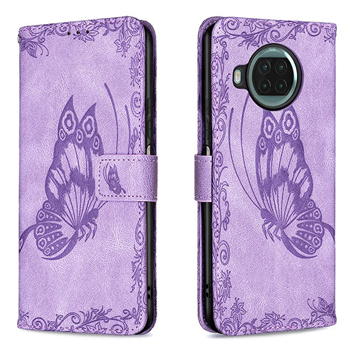 Leather Case Stands Butterfly Flip Cover Holder B02F for Xiaomi Mi 10T Lite 5G Clove Purple