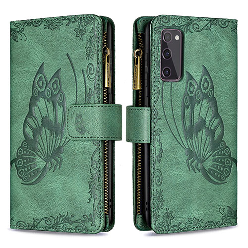 Leather Case Stands Butterfly Flip Cover Holder B03F for Samsung Galaxy S20 FE (2022) 5G Green