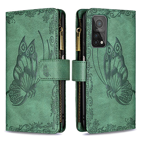 Leather Case Stands Butterfly Flip Cover Holder B03F for Xiaomi Mi 10T 5G Green