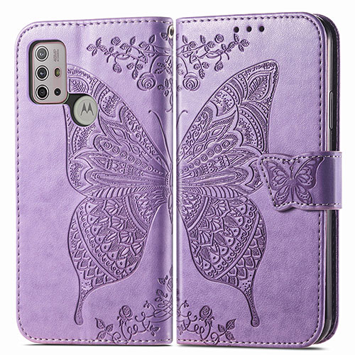 Leather Case Stands Butterfly Flip Cover Holder for Motorola Moto G10 Clove Purple