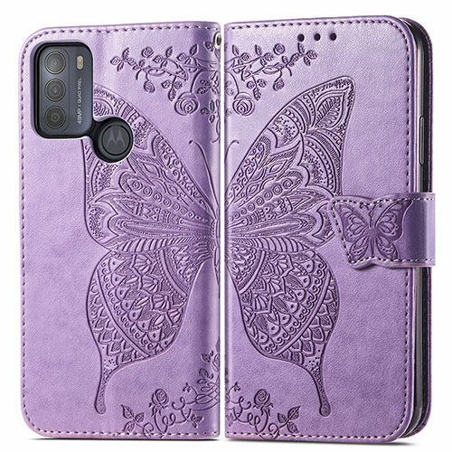 Leather Case Stands Butterfly Flip Cover Holder for Motorola Moto G50 Clove Purple
