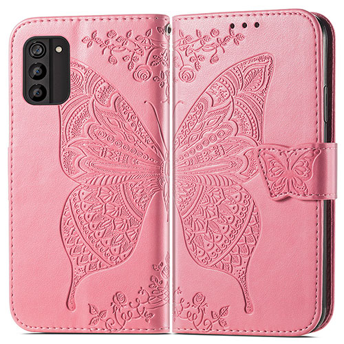 Leather Case Stands Butterfly Flip Cover Holder for Nokia G100 Hot Pink