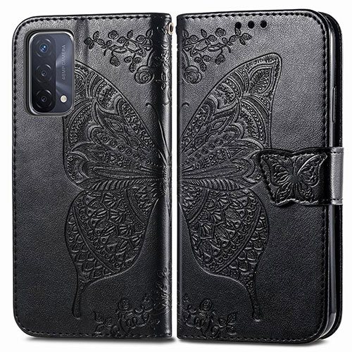 Leather Case Stands Butterfly Flip Cover Holder for OnePlus Nord N200 5G Black