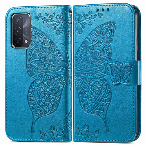 Leather Case Stands Butterfly Flip Cover Holder for OnePlus Nord N200 5G Blue