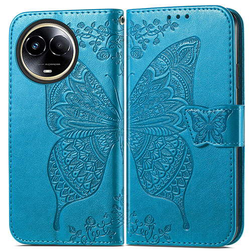 Leather Case Stands Butterfly Flip Cover Holder for Realme 11 5G Blue