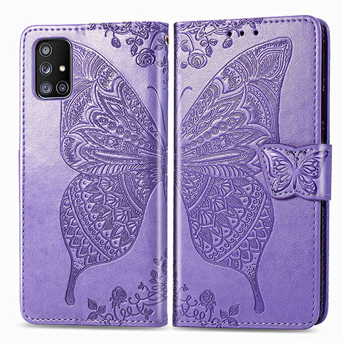 Leather Case Stands Butterfly Flip Cover Holder for Samsung Galaxy A51 4G Clove Purple