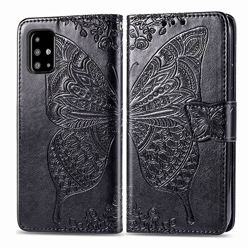 Leather Case Stands Butterfly Flip Cover Holder for Samsung Galaxy A71 5G Black
