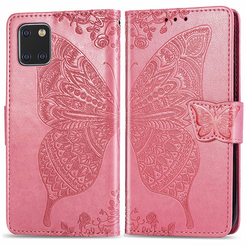 Leather Case Stands Butterfly Flip Cover Holder for Samsung Galaxy A81 Hot Pink