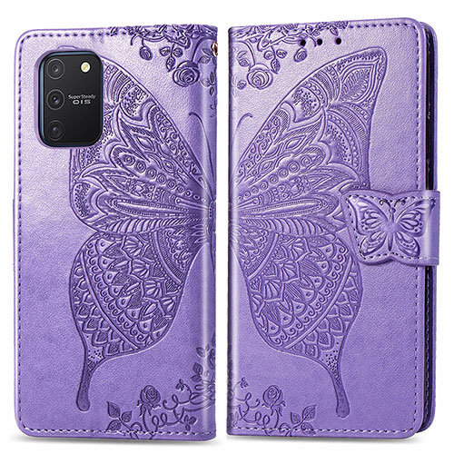 Leather Case Stands Butterfly Flip Cover Holder for Samsung Galaxy A91 Clove Purple