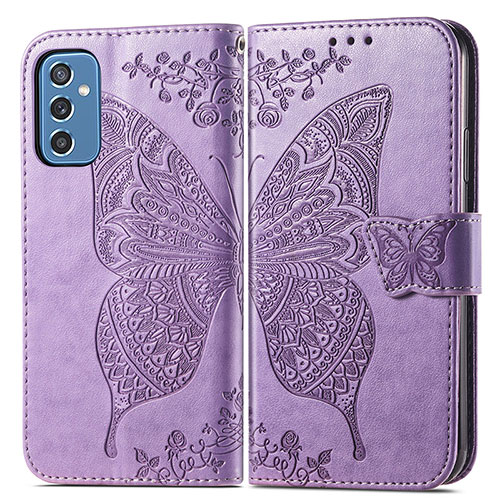 Leather Case Stands Butterfly Flip Cover Holder for Samsung Galaxy M52 5G Clove Purple