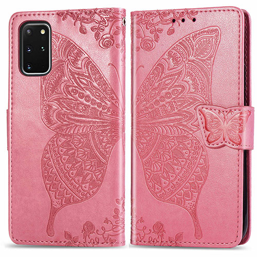 Leather Case Stands Butterfly Flip Cover Holder for Samsung Galaxy S20 Plus 5G Hot Pink