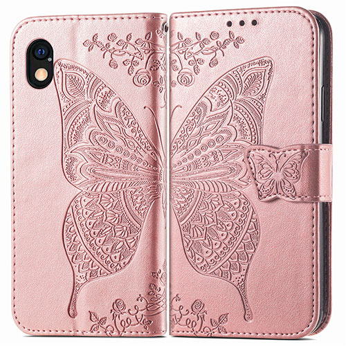 Leather Case Stands Butterfly Flip Cover Holder for Sony Xperia Ace III Pink