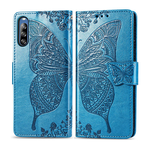 Leather Case Stands Butterfly Flip Cover Holder for Sony Xperia L4 Blue