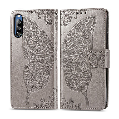 Leather Case Stands Butterfly Flip Cover Holder for Sony Xperia L4 Gray