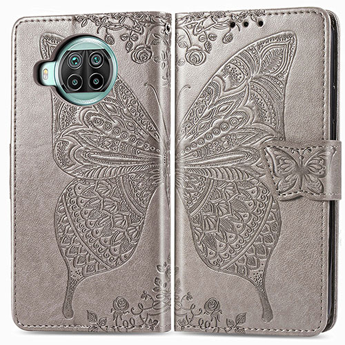 Leather Case Stands Butterfly Flip Cover Holder for Xiaomi Mi 10T Lite 5G Gray