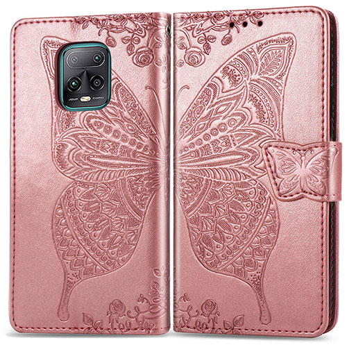 Leather Case Stands Butterfly Flip Cover Holder for Xiaomi Redmi 10X 5G Pink