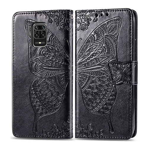 Leather Case Stands Butterfly Flip Cover Holder for Xiaomi Redmi Note 9 Pro Max Black