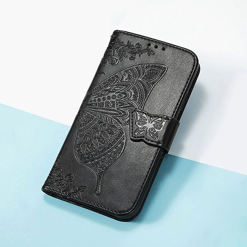 Leather Case Stands Butterfly Flip Cover Holder S01D for Google Pixel 5 Black