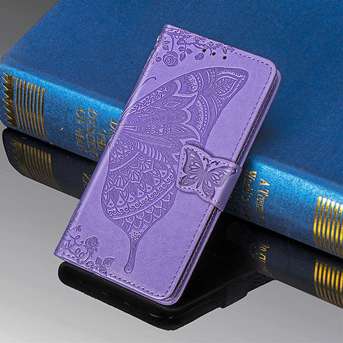 Leather Case Stands Butterfly Flip Cover Holder S01D for Samsung Galaxy S23 Ultra 5G Clove Purple