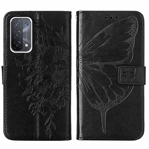 Leather Case Stands Butterfly Flip Cover Holder Y01B for OnePlus Nord N200 5G Black