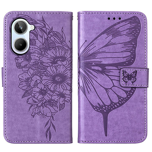 Leather Case Stands Butterfly Flip Cover Holder Y01B for Realme 10 4G Clove Purple