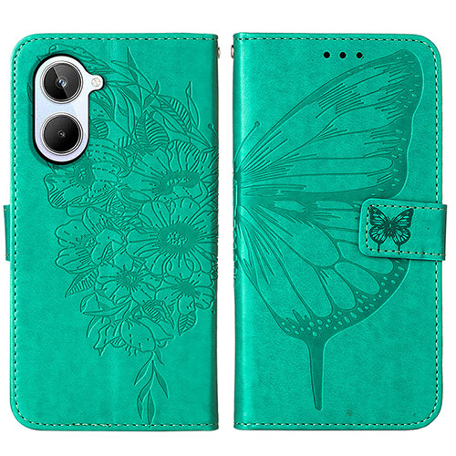 Leather Case Stands Butterfly Flip Cover Holder Y01B for Realme 10 4G Green
