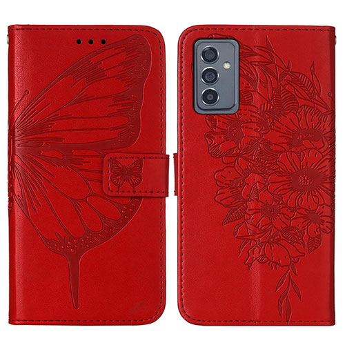 Leather Case Stands Butterfly Flip Cover Holder Y01B for Samsung Galaxy A05s Red