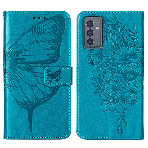 Leather Case Stands Butterfly Flip Cover Holder Y01B for Samsung Galaxy A15 4G Blue